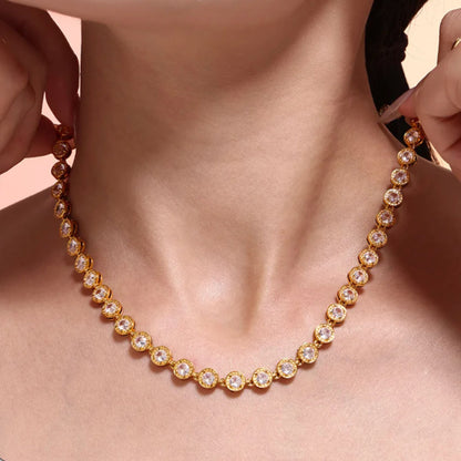 CONJUNTO RIVIERA II | Colar + Pulseira com Zircônias em Aço Inoxidável