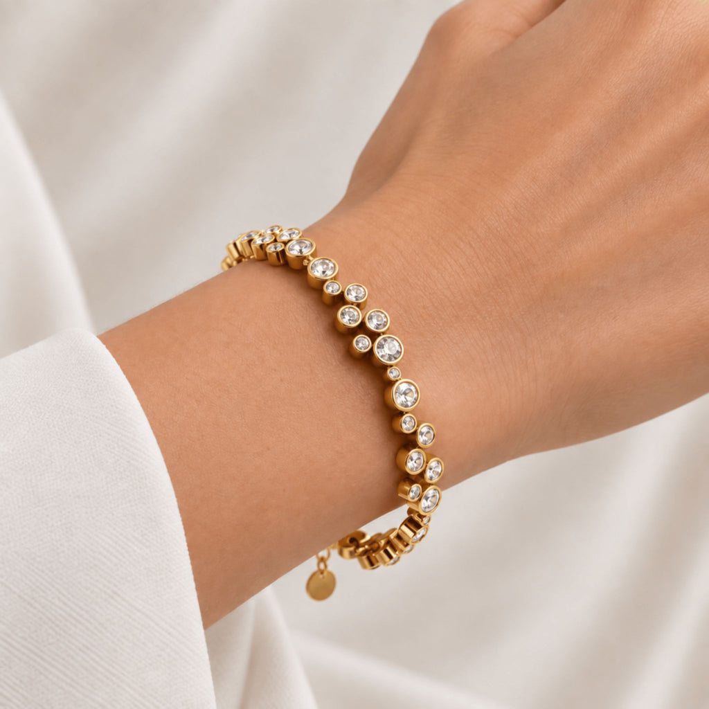 RIVIERA | Pulseira em Zircônias em Aço Inoxidável