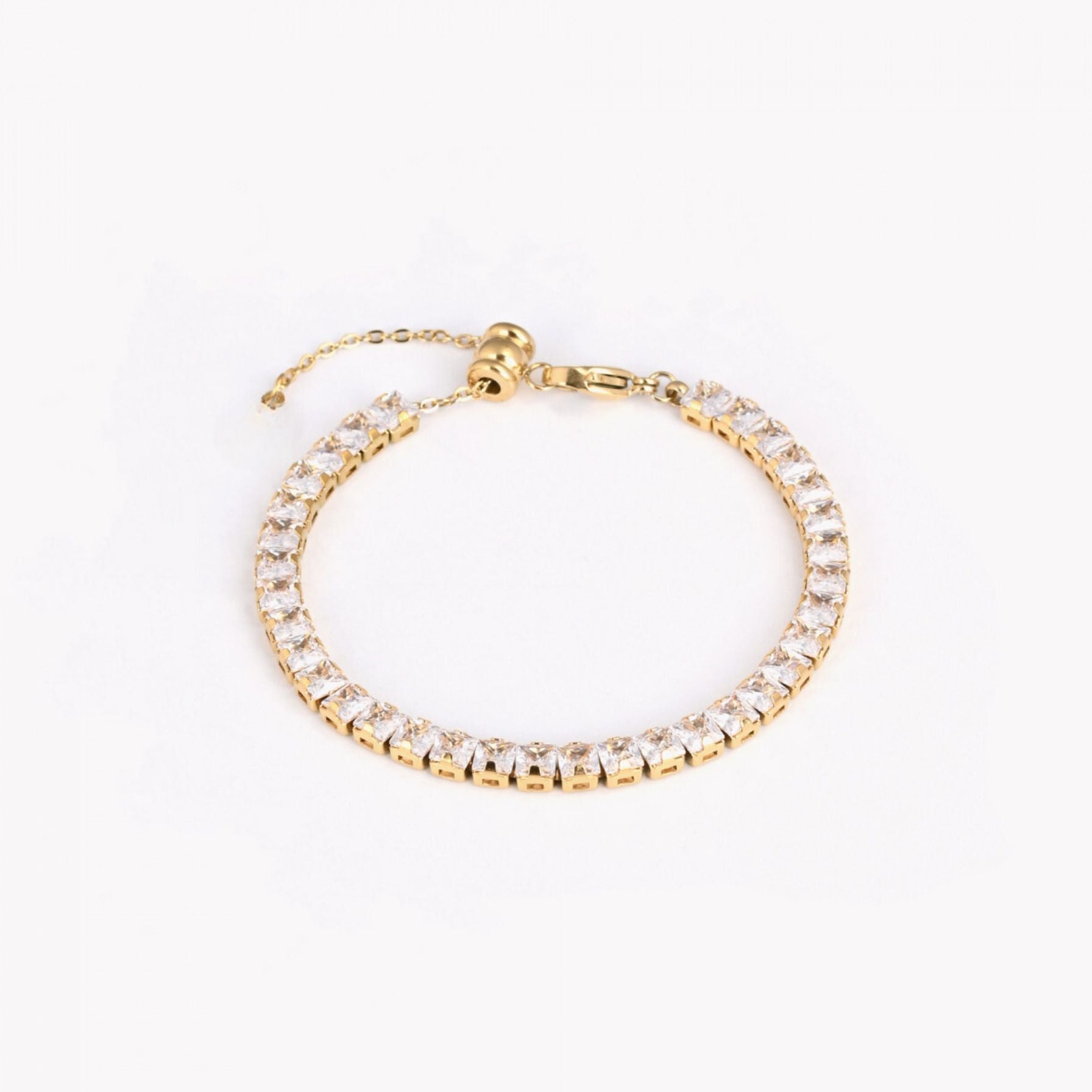 RIVIERA | Pulseira em Zircônias Quadradas em Aço Inoxidável