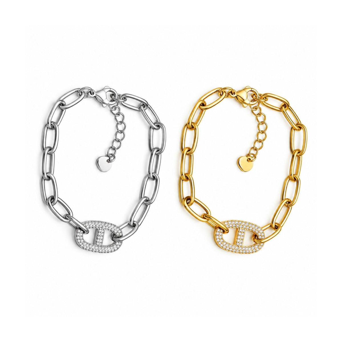 RIVOLI | Pulseira com Zircônias em Aço Inoxidável