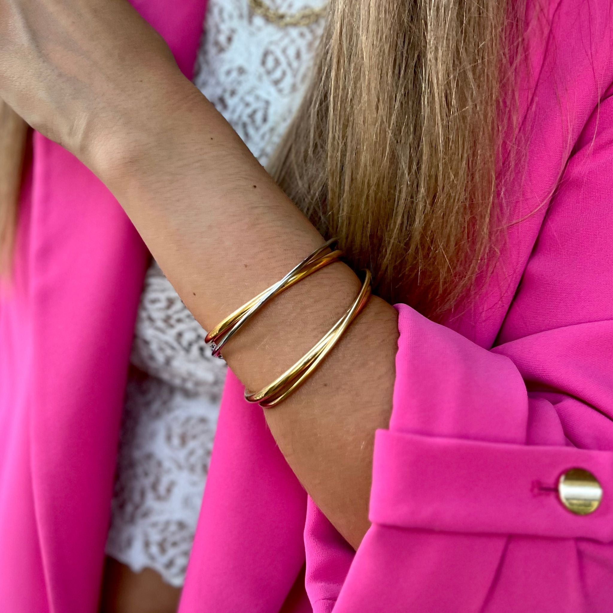 ROBERTA | Pulseira Dupla Tipo Escrava em Aço Inoxidável