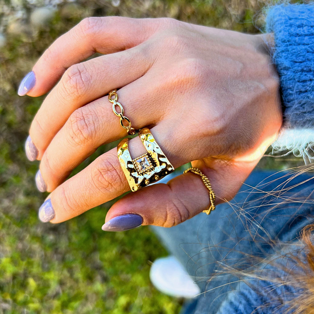 ROUND | Anel Estilo Corrente em Aço Inoxidável Ajustável