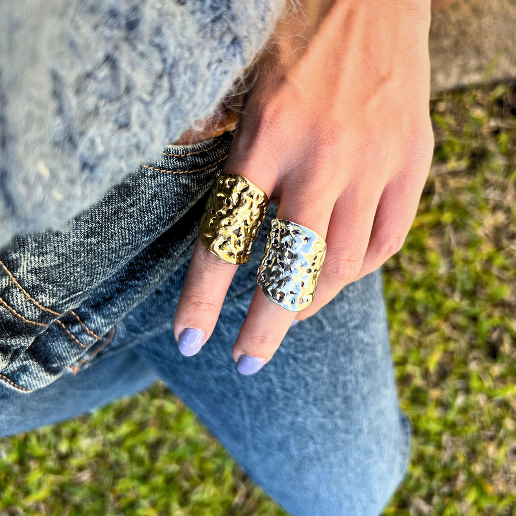 SALIMA | Anel Maxi Cromado com Aberturas em Aço Inoxidável Ajustável