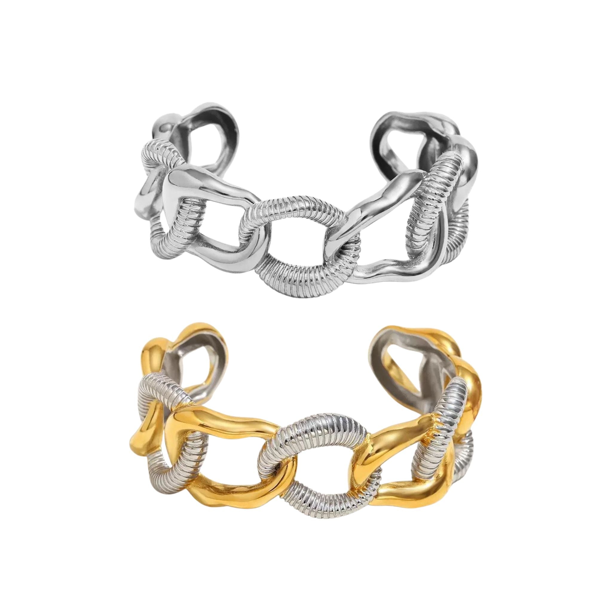 SLAVE | Pulseira Tipo Escrava Ajustável em Aço Inox