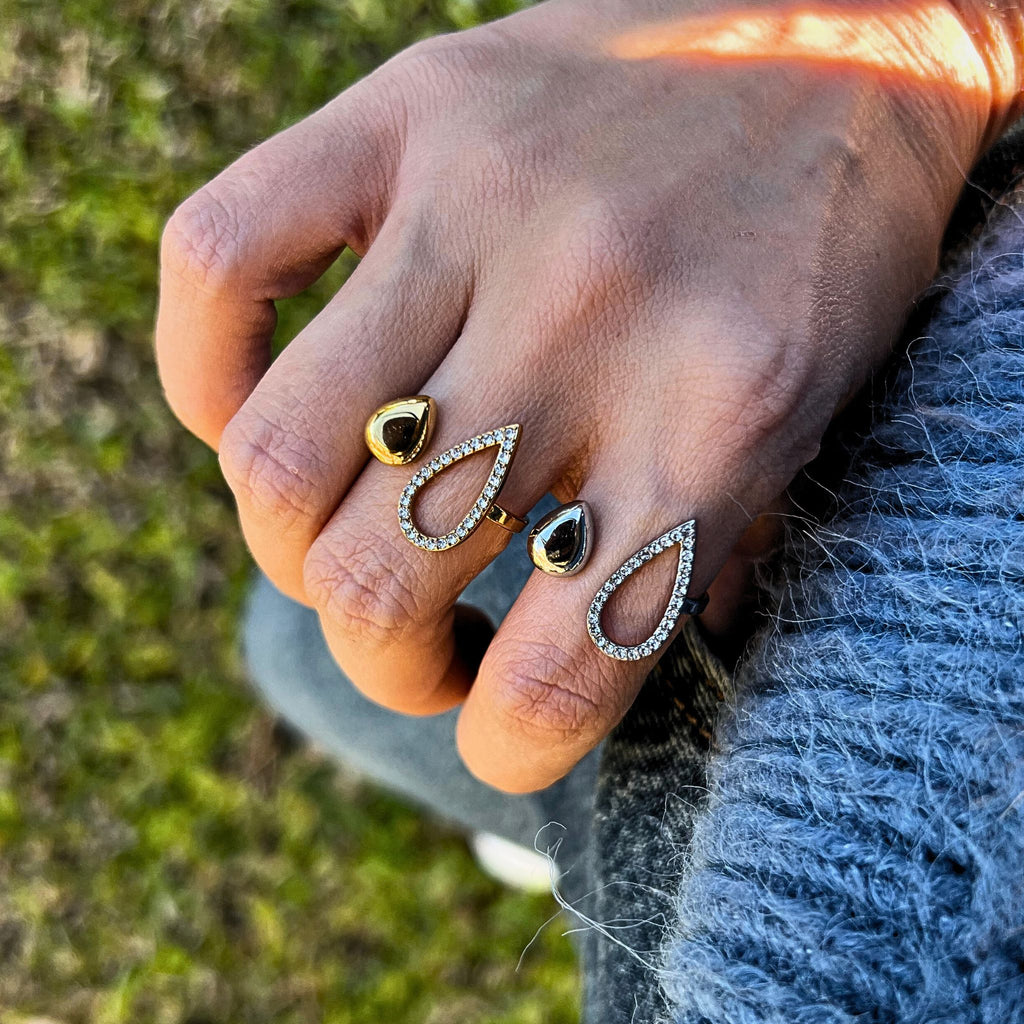 STELLAR | Anel Ajustável com Zircônias em Aço Inoxidável