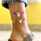 SEASHELL DELIGHT | Pulseira Pé com Missangas Ajustável