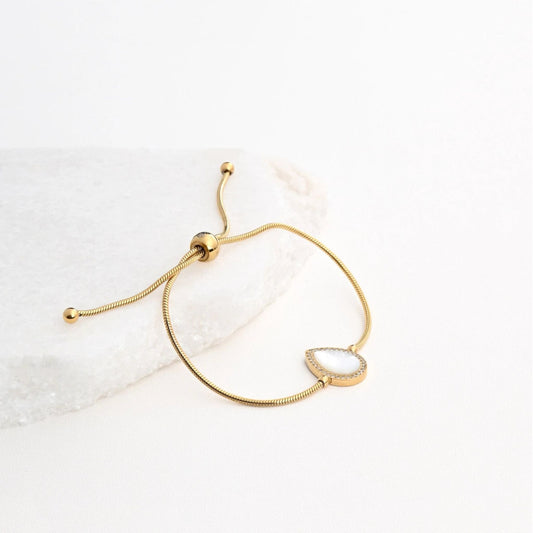 TEAR | Pulseira com Pendente em Lágrima de Zircônias em Aço Inoxidável