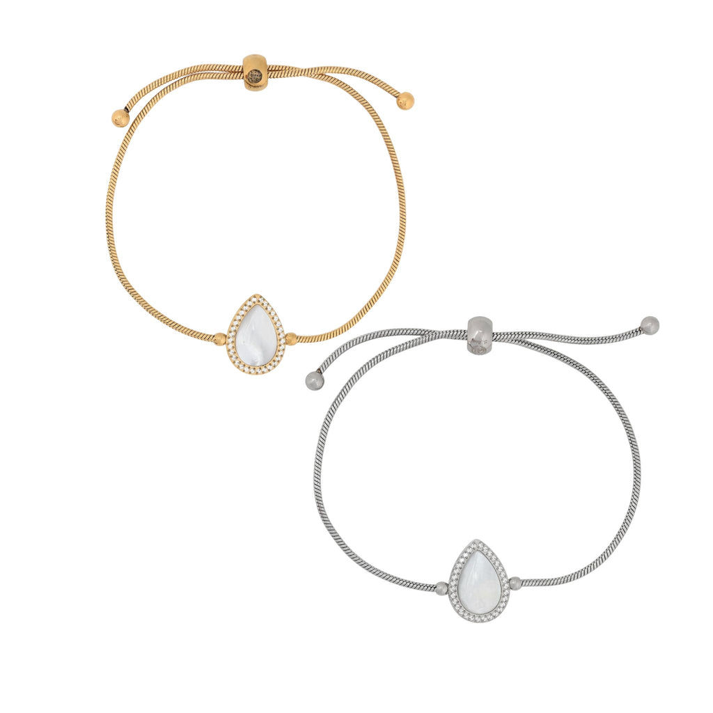 TEAR | Pulseira com Pendente em Lágrima de Zircônias em Aço Inoxidável