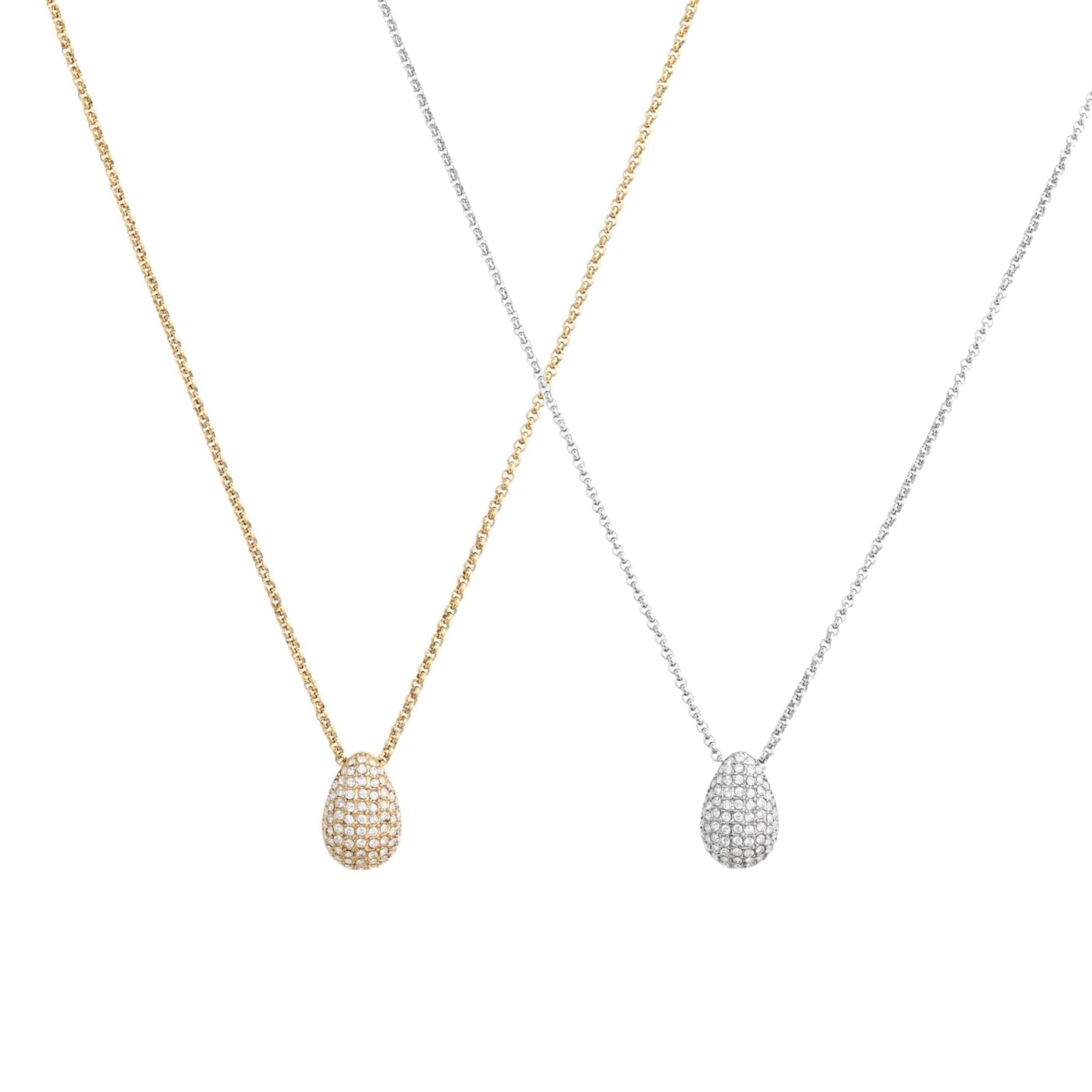 TEAR | Colar Estilo Gota com Zircônias em Aço Inoxidável