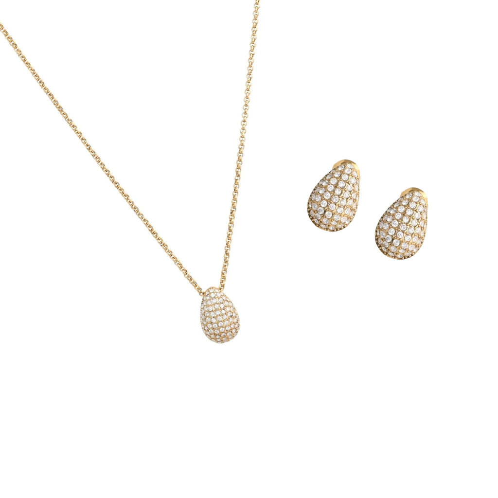 TEAR | Brincos Estilo Gota com Zircônias em Aço Inoxidável