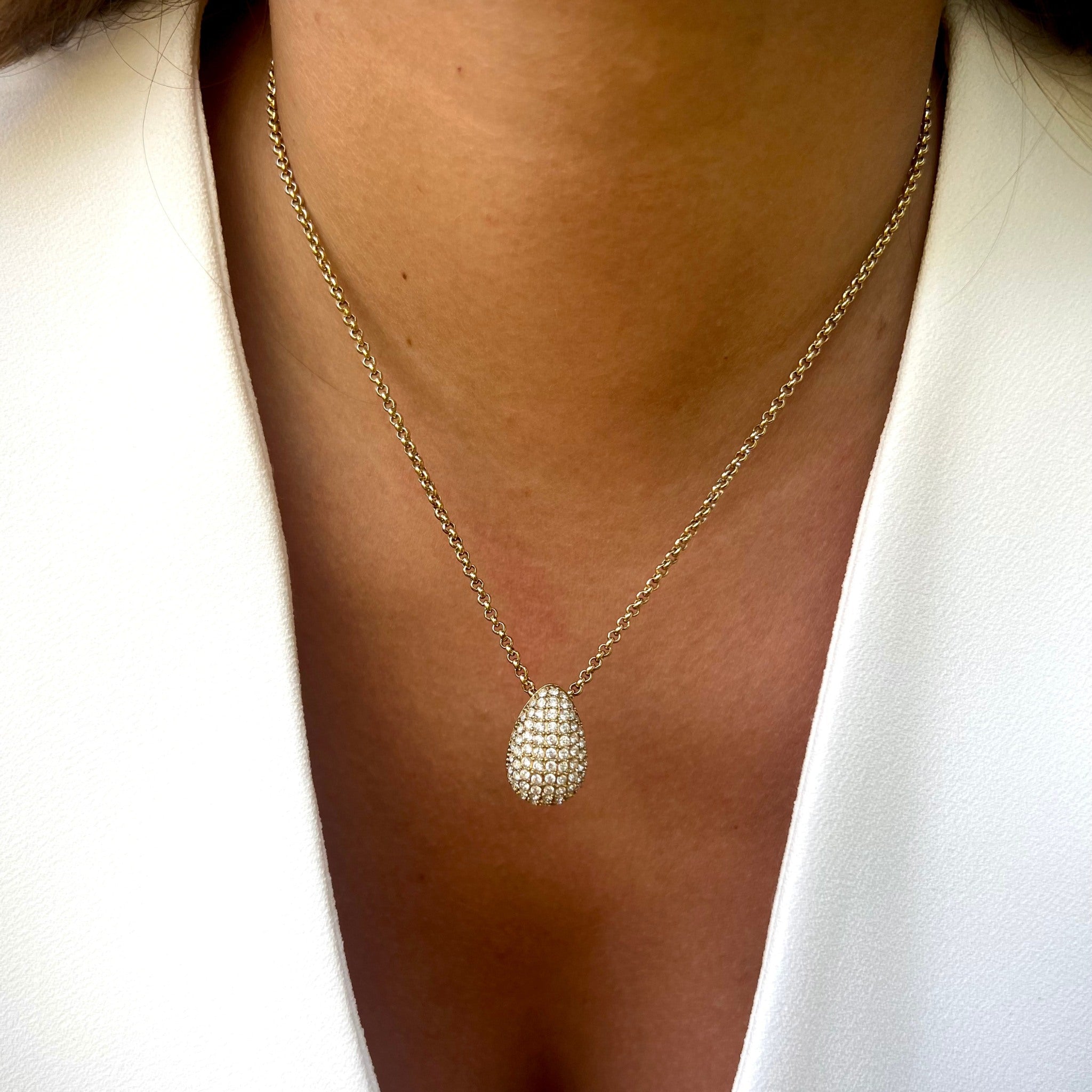 TEAR | Colar Estilo Gota com Zircônias em Aço Inoxidável