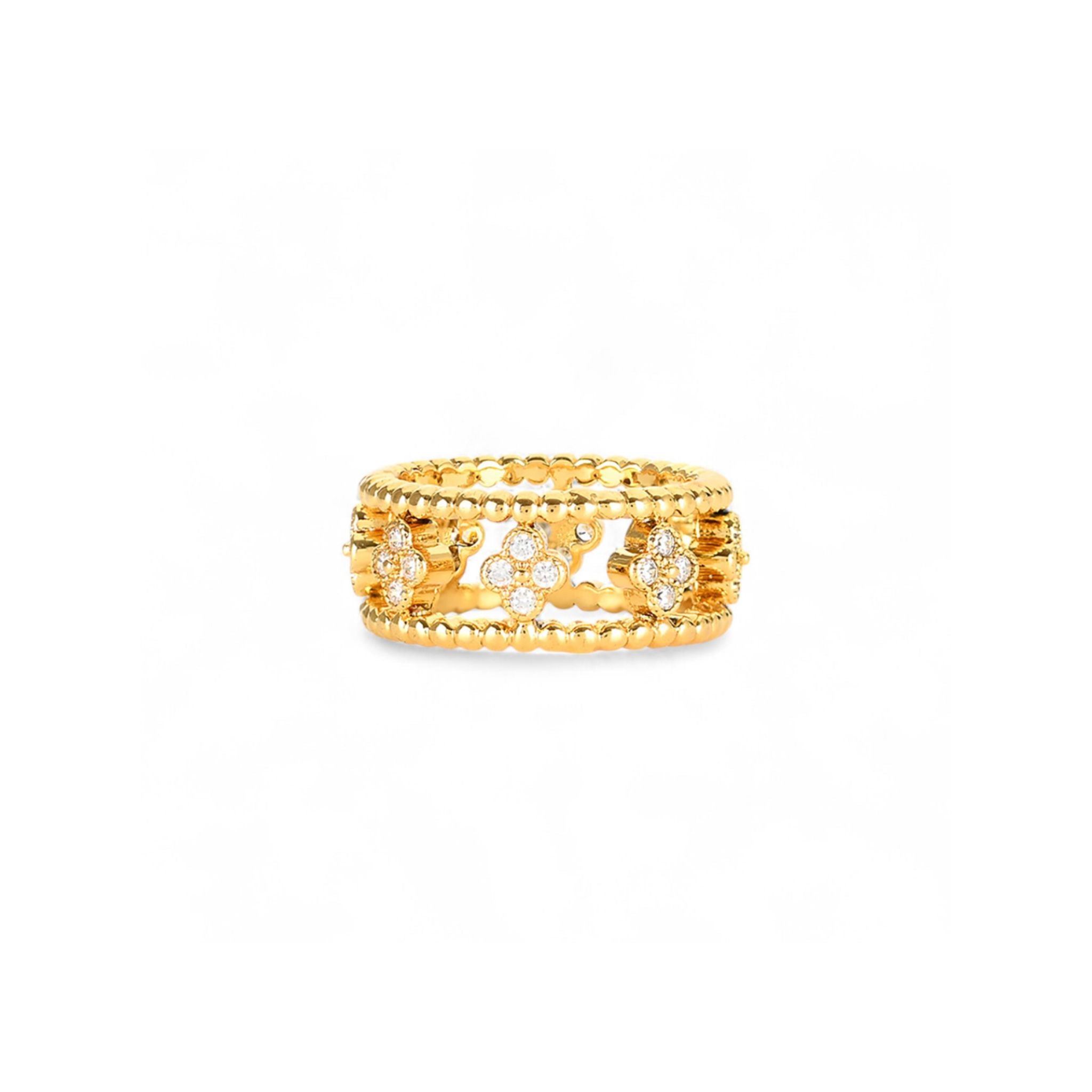 TREVO | Anel com Mini Trevos em Aço Inoxidável