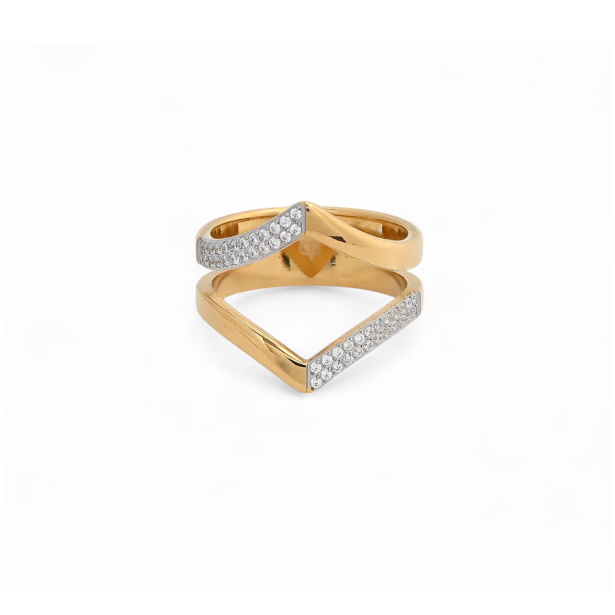 VENICE | Anel Duplo em Aço Inox com Zircônias Brancas