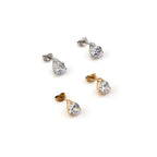 YASMIN | Brincos em aço inoxidável com zircônia em forma de lágrima