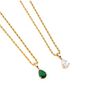 YASMIN | Colar em aço inoxidável com zircônia em forma de lágrima