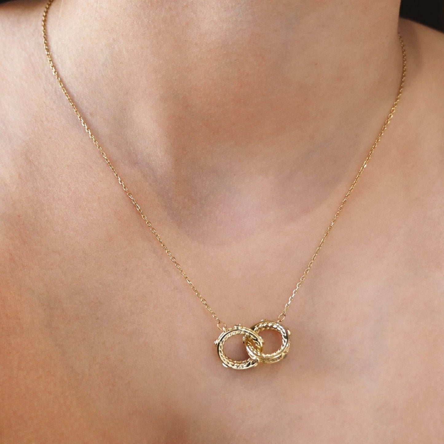 ZARA II | Colar com Círculos Interlaçados e Zircônias em Aço Inoxidável