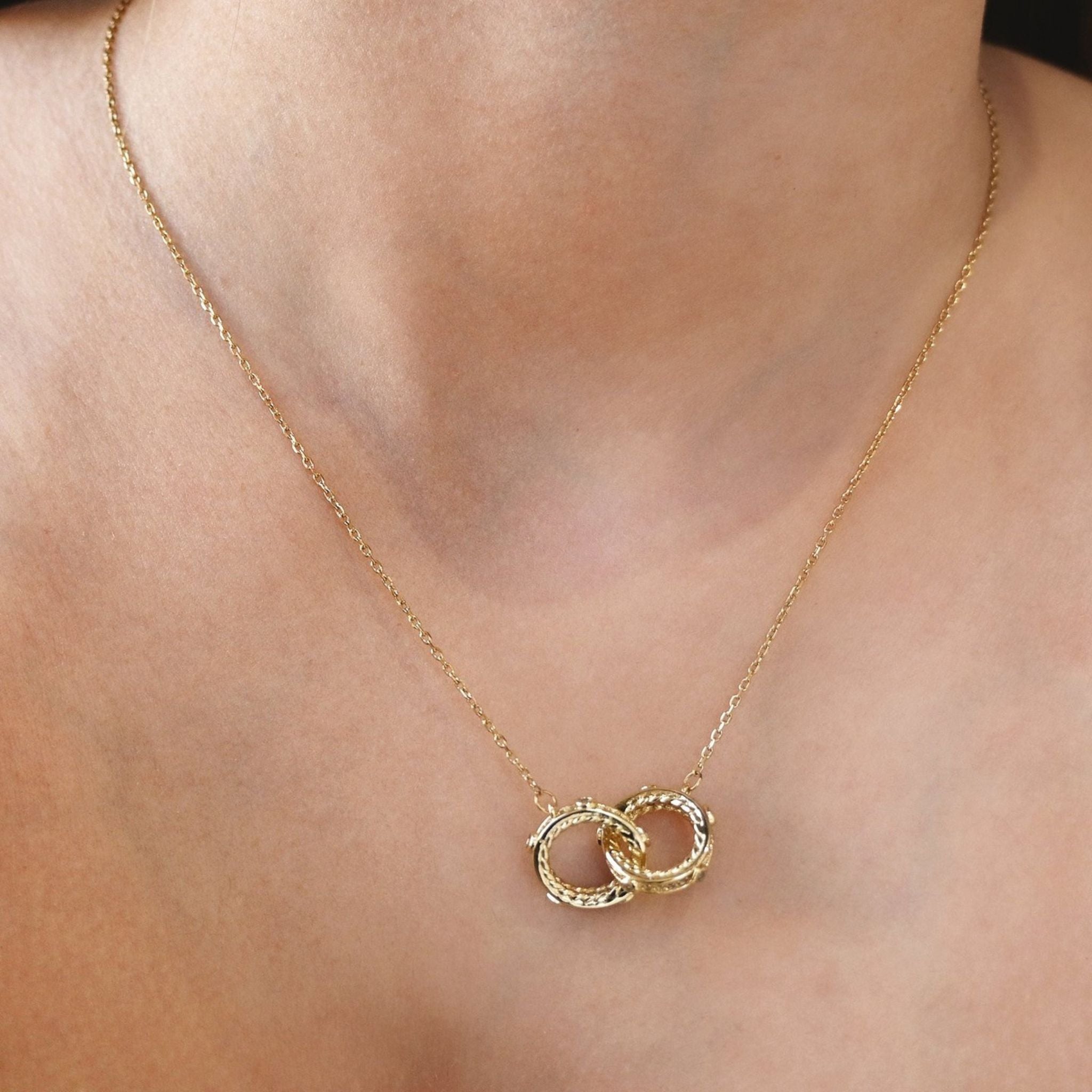 ZARA II | Colar com Círculos Interlaçados e Zircônias em Aço Inoxidável