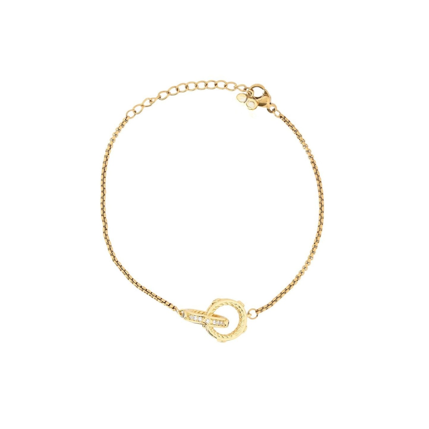 ZARA II | Pulseira com Círculos Interlaçados e Zircônias em Aço Inox