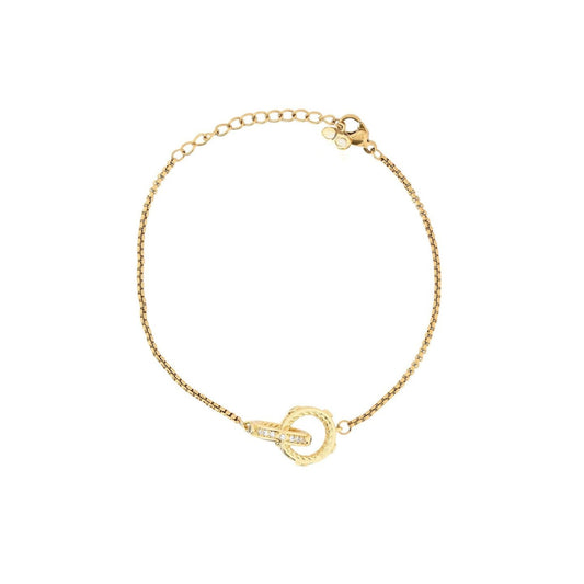 ZARA II | Pulseira com Círculos Interlaçados e Zircônias em Aço Inox