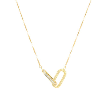 ZARA III | Colar com Elos Ovais Interlaçados e Zircônias em Aço Inox