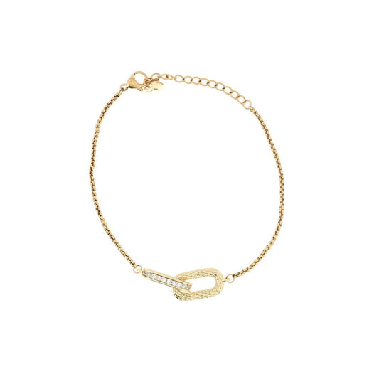 ZARA III | Pulseira com Elos Ovais Interlaçados e Zircônias em Aço Inox