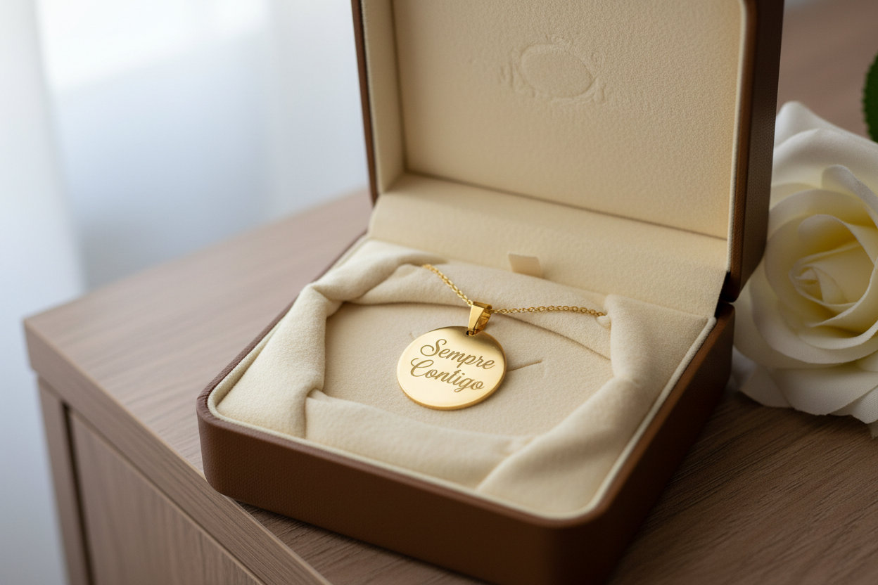 Colar personalizado com gravação em caixa premium