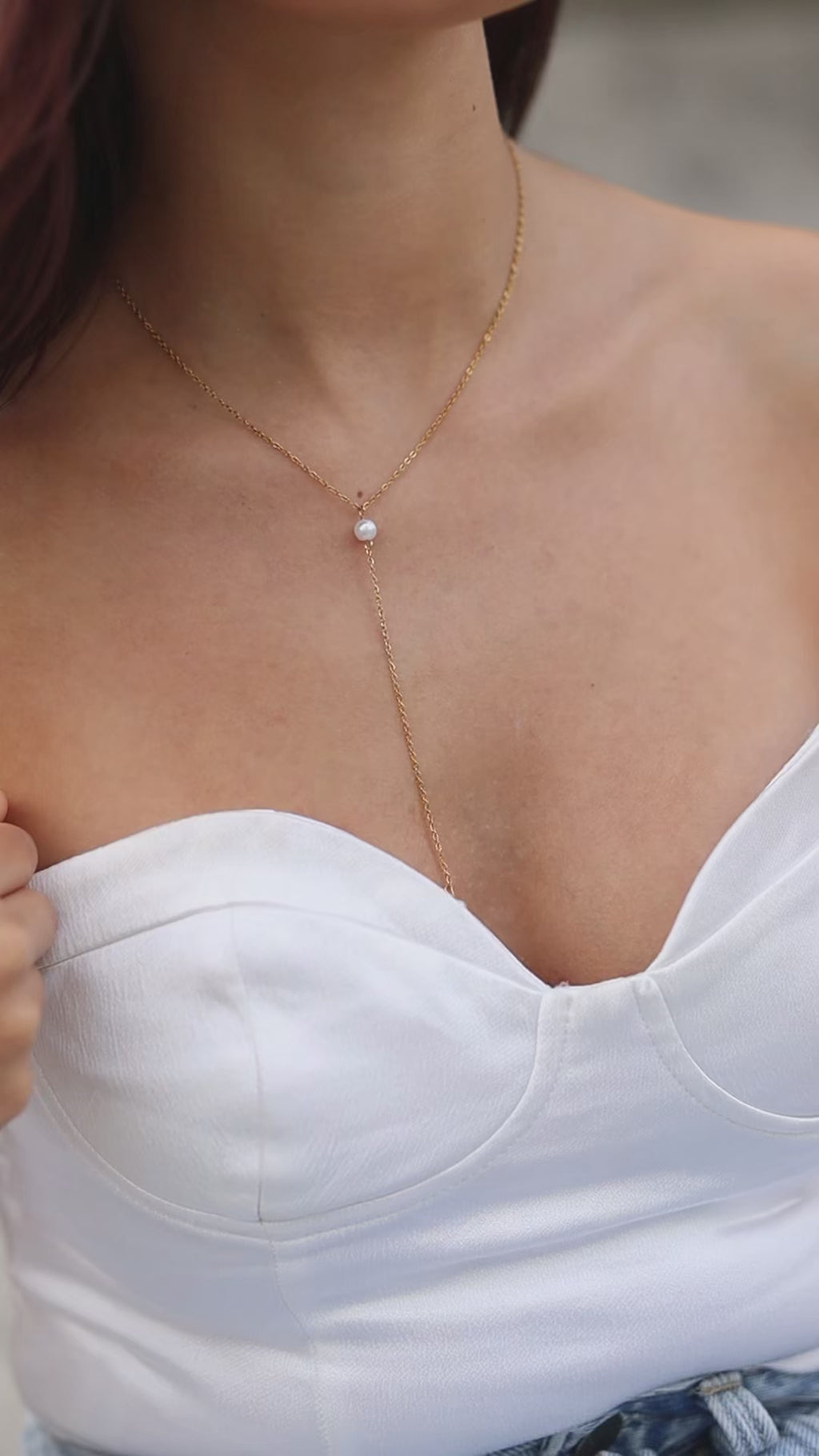 GRAVAT | Colar Estilo Gravata com Pérolas em Aço Inox