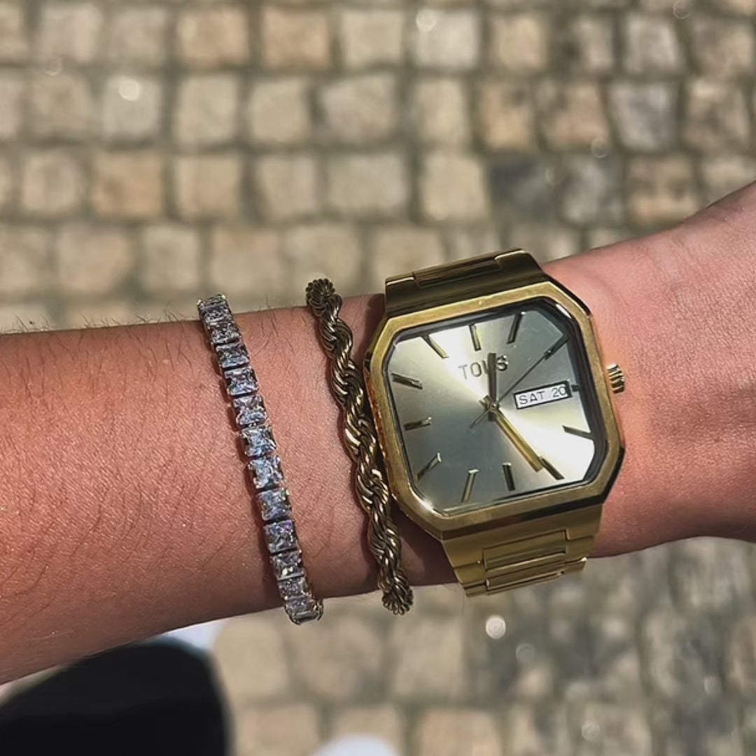 RIVIERA | Pulseira em Zircônias Quadradas em Aço Inoxidável