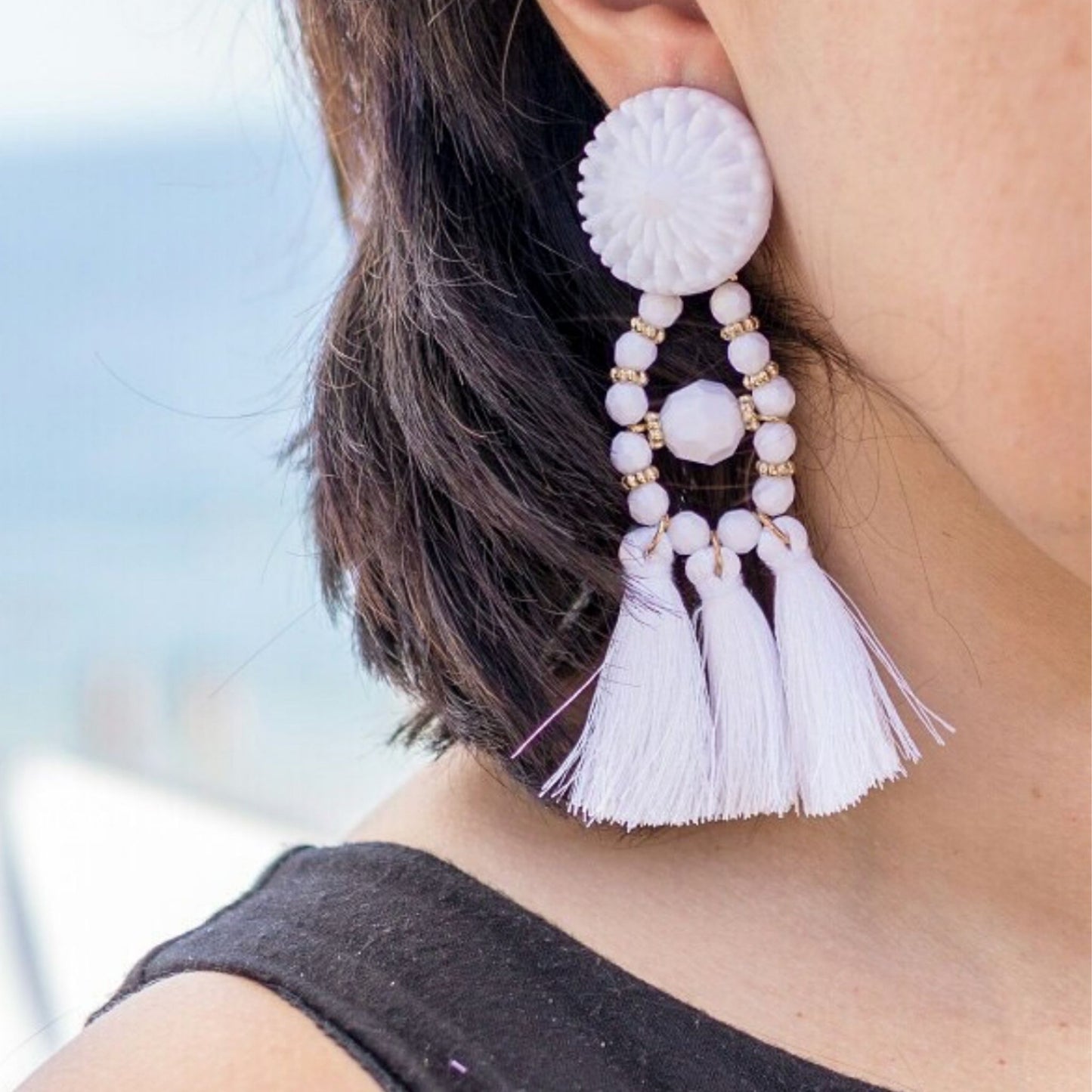 Brown frufru maxi earring