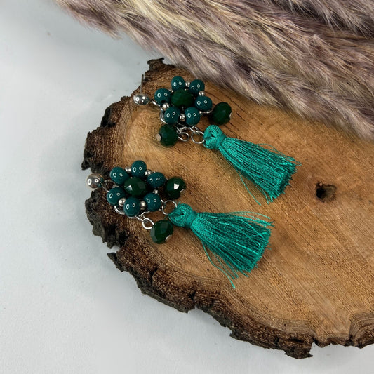 green ruffle earring