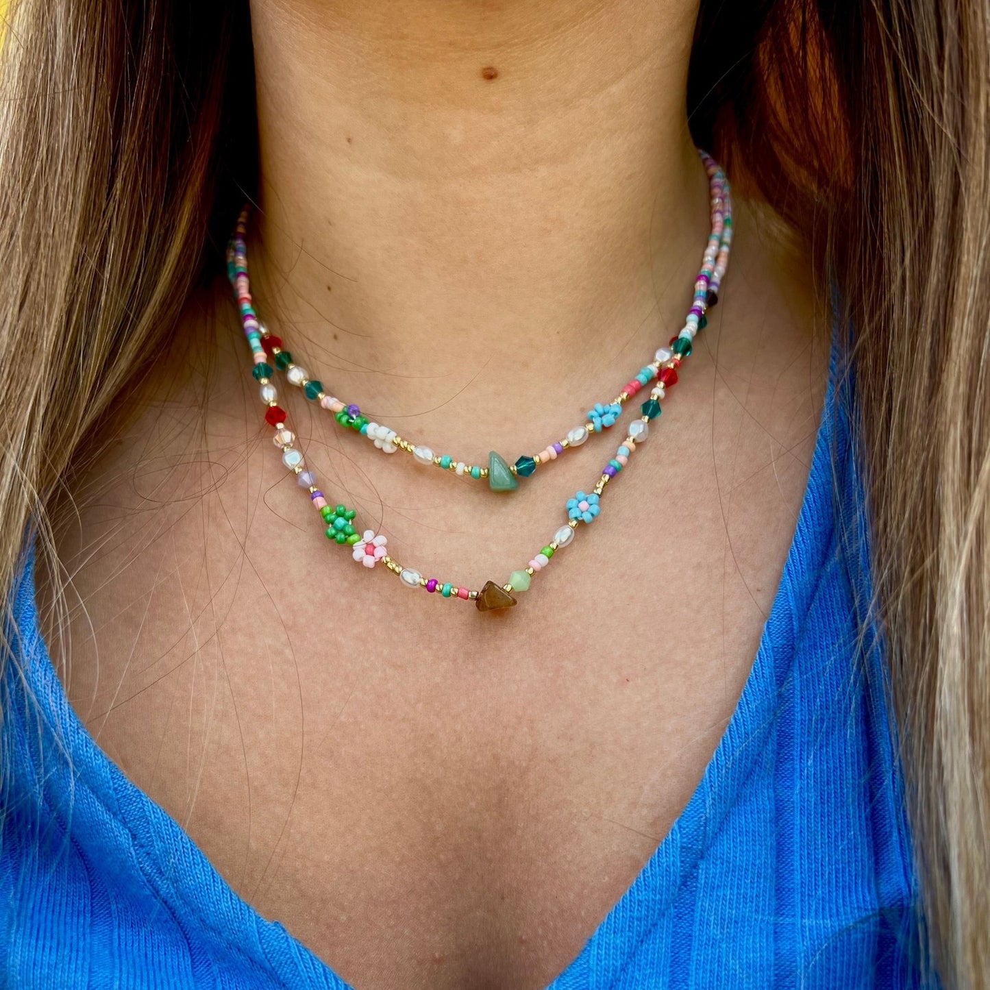 necklace multicolored flowers