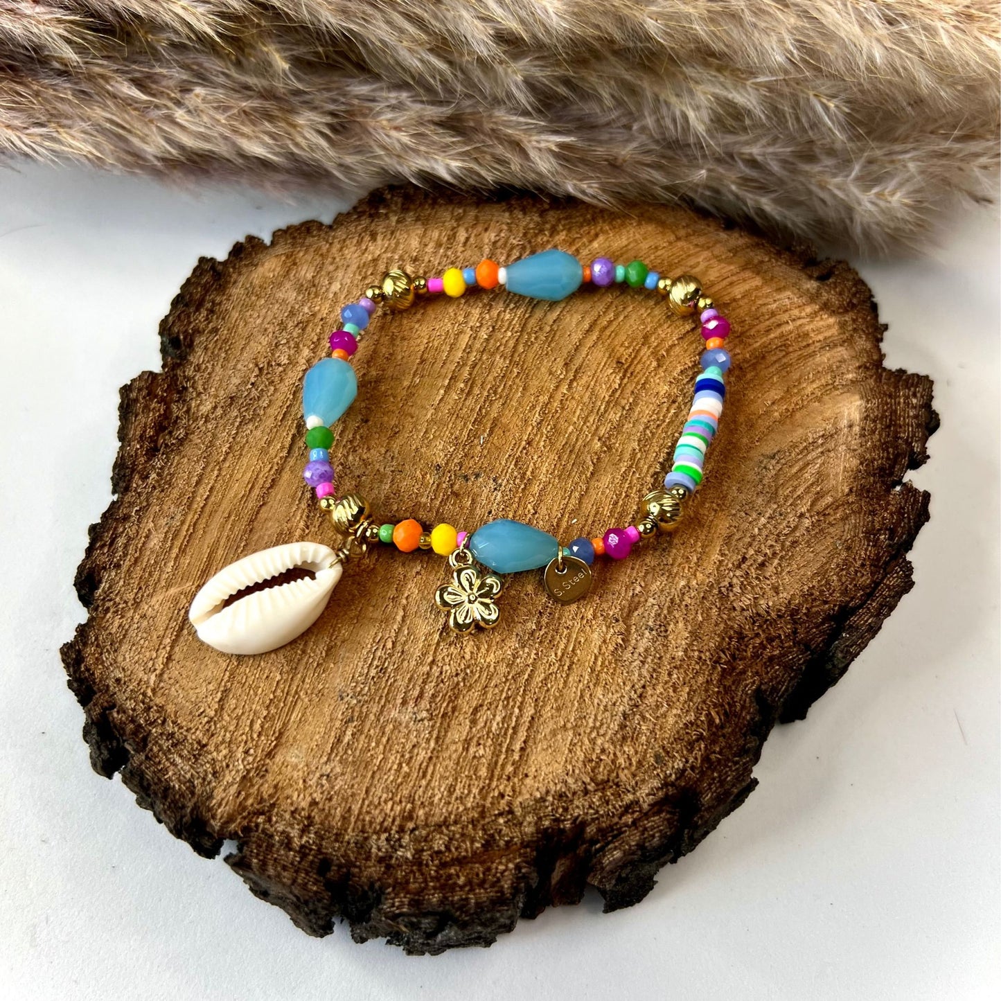 Multicolored Sea Shell Bracelet | Steel