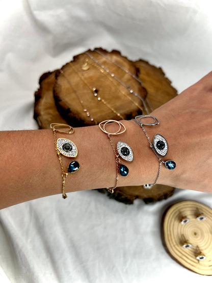 Pulseras ojo turco con circonitas | Acero